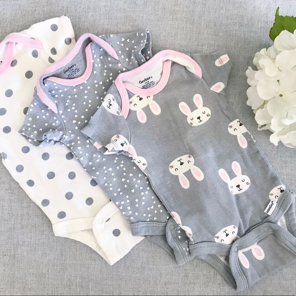 Set of 3 Baby Girl Onesies
